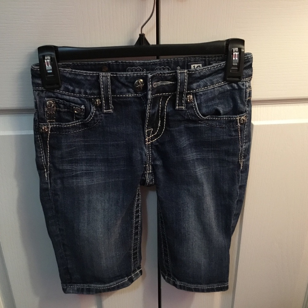 Miss Me Dark Blue Embroidered Waist Jeans
